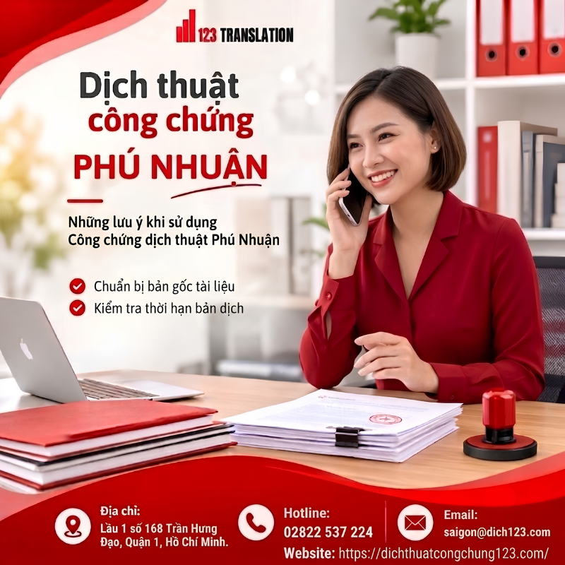 Công chứng dịch thuật Phú Nhuận cung cấp bản dịch rõ ràng, chính xác, hạn chế sai sót thông tin trên hồ sơ