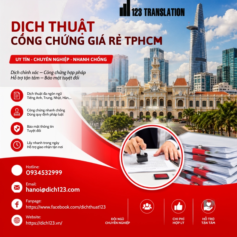 Dịch thuật công chứng giá rẻ TPHCM