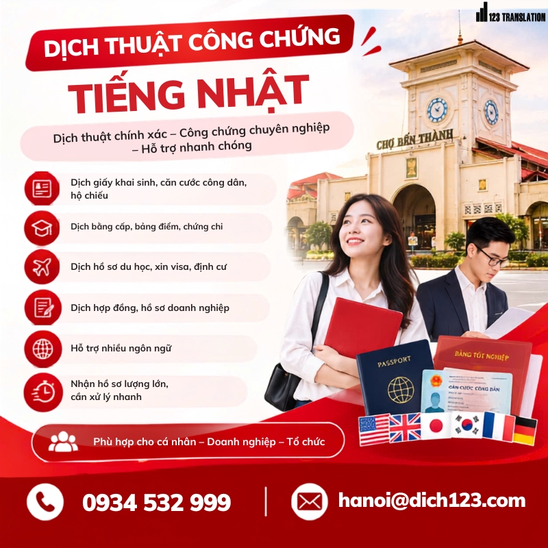 Dịch thuật công chứng tiếng Nhật