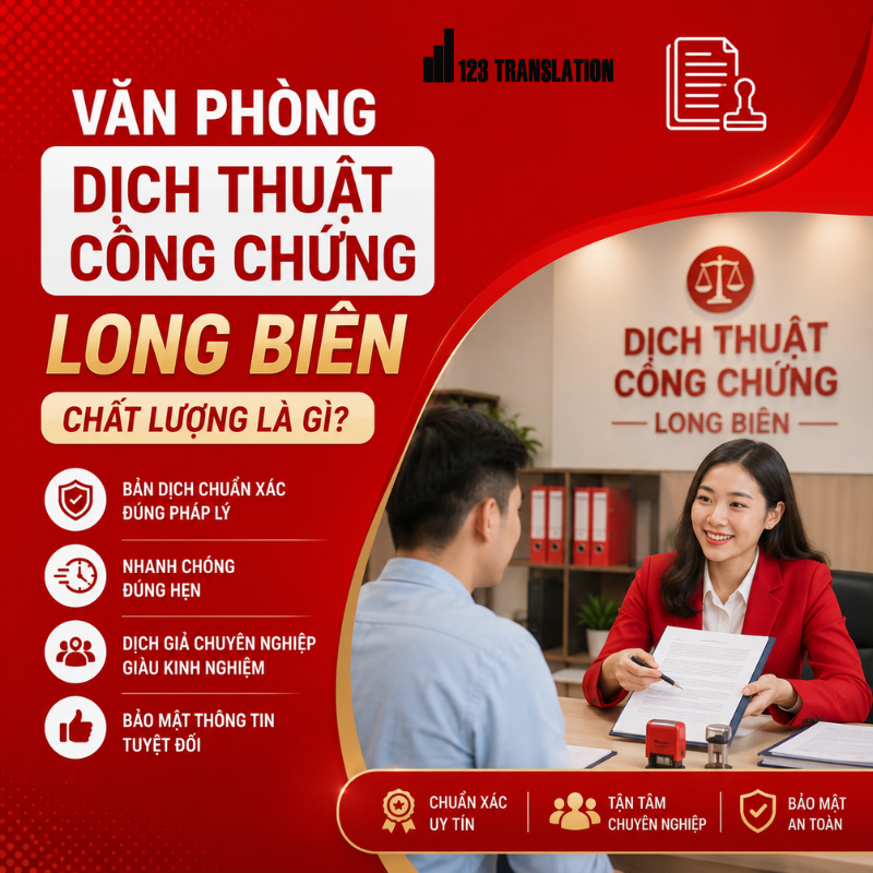 Văn phòng dịch thuật công chứng Long Biên chất lượng hỗ trợ dịch nhiều loại giấy tờ cá nhân, hồ sơ du học, visa và tài liệu doanh nghiệp theo nhu cầu.