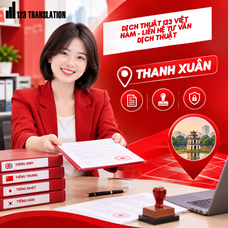 Dịch thuật công chứng Thanh Xuân giúp khách hàng tiết kiệm thời gian với quy trình tiếp nhận và xử lý hồ sơ thuận tiện. Hỗ trợ nhiều loại tài liệu phục vụ du học, định cư, xin việc và giao dịch quốc tế.